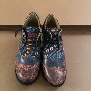 Patchwork short heel booties